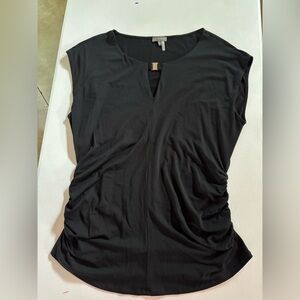 Vince Camuto Black Sleeveless Ruched Blouse